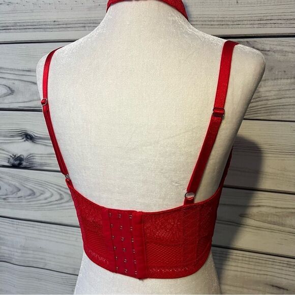 Victorias Secret Very Sexy Red Lace Strappy Choker Corset Bra - Picture 9 of 13